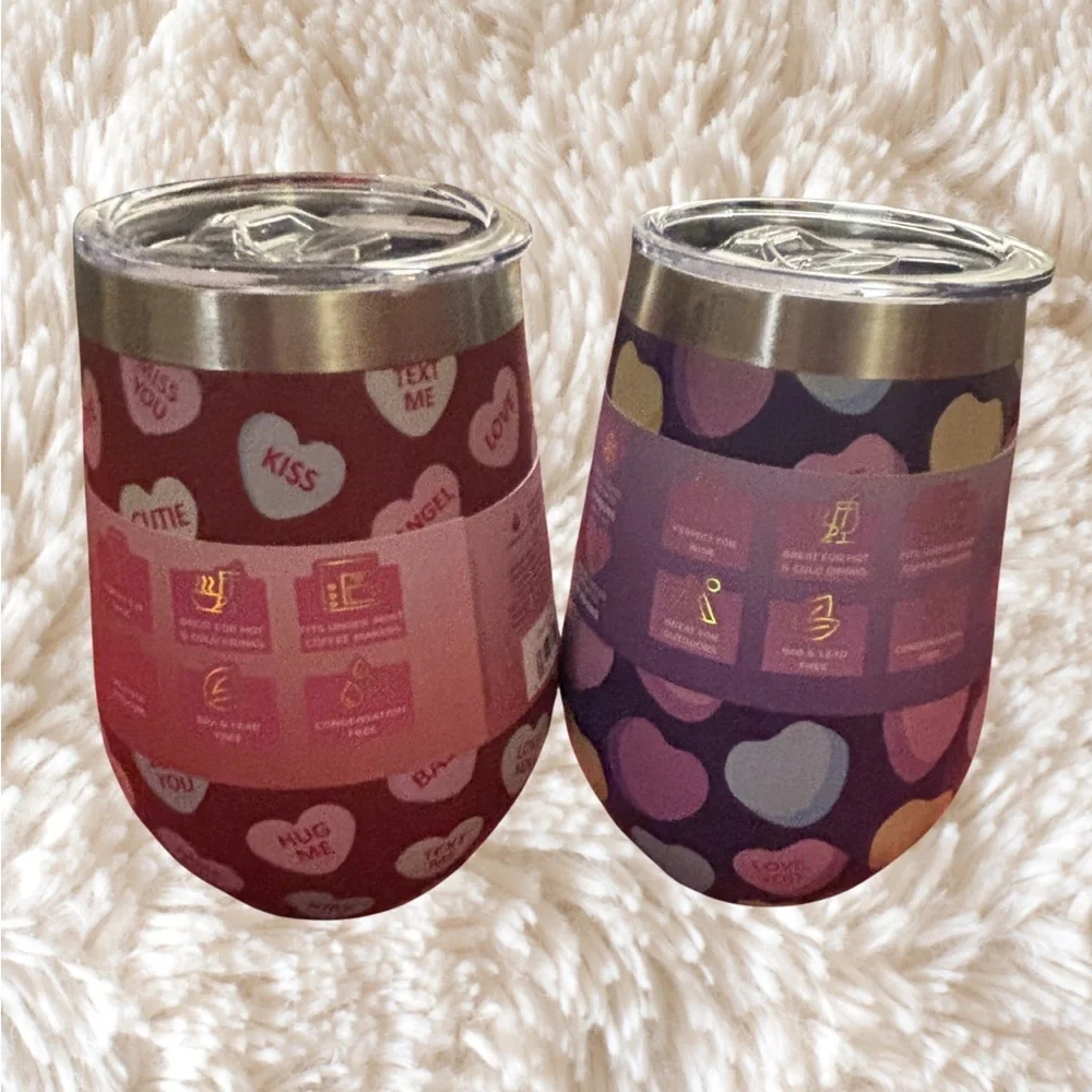 Anna Pink & Purple Heart Wine Tumblers - Set of 2